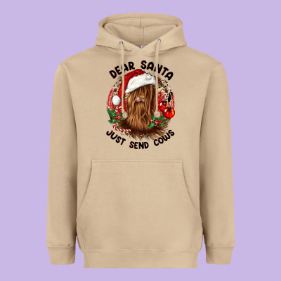 Dear Santa Just Send Cows Heavyweight Hoodie Designed By Cowgirlartshop