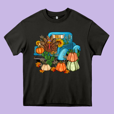 Thanksgiving Turkey Truck Heavy Core Tee Designed By Artiststas