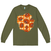 Army Green Thanksgiving Turkey With Tartan Patch Long Sleeve Tee - BundleAndBundleShop