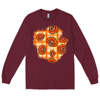 Burgundy Thanksgiving Turkey With Tartan Patch Long Sleeve Tee - BundleAndBundleShop