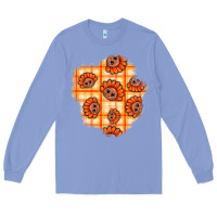 Colony Blue Thanksgiving Turkey With Tartan Patch Long Sleeve Tee - BundleAndBundleShop