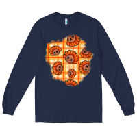 Navy Thanksgiving Turkey With Tartan Patch Long Sleeve Tee - BundleAndBundleShop
