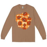 Toasted Coconut Thanksgiving Turkey With Tartan Patch Long Sleeve Tee - BundleAndBundleShop