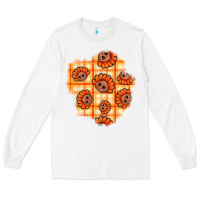 White Thanksgiving Turkey With Tartan Patch Long Sleeve Tee - BundleAndBundleShop