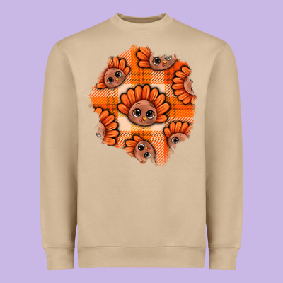 Thanksgiving Turkey With Tartan Patch Heavyweight Sweatshirt Designed By Bundleandbundleshop