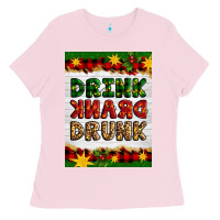Bubblegum Pink Christmas Drink Drank Drunk Ladies Tee - Artiststas