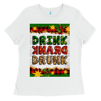White Christmas Drink Drank Drunk Ladies Tee - Artiststas