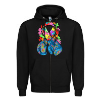 Black autism awareness with boxing gloves Zipper Hoodie - NancyCooperArtShop