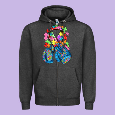 Autism Awareness With Boxing Gloves Zipper Hoodie Designed By Nancycooperartshop