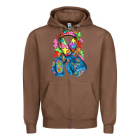 Chestnut autism awareness with boxing gloves Zipper Hoodie - NancyCooperArtShop