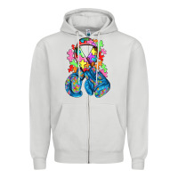Dove Grey autism awareness with boxing gloves Zipper Hoodie - NancyCooperArtShop