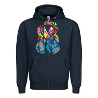 Navy autism awareness with boxing gloves Zipper Hoodie - NancyCooperArtShop