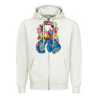 Oatmeal Heather autism awareness with boxing gloves Zipper Hoodie - NancyCooperArtShop