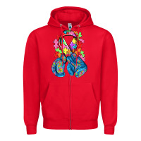 Red autism awareness with boxing gloves Zipper Hoodie - NancyCooperArtShop