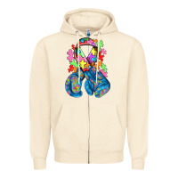 Sandshell autism awareness with boxing gloves Zipper Hoodie - NancyCooperArtShop