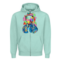 Seafoam autism awareness with boxing gloves Zipper Hoodie - NancyCooperArtShop