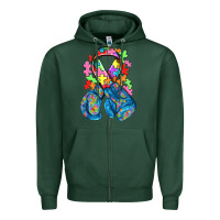 Sports Green autism awareness with boxing gloves Zipper Hoodie - NancyCooperArtShop