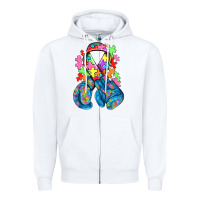 White autism awareness with boxing gloves Zipper Hoodie - NancyCooperArtShop