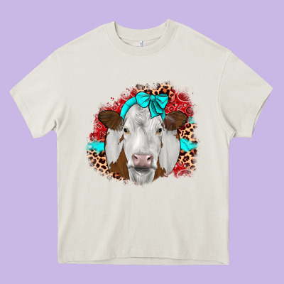Ribbon Simmental Leopard Heavy Core Tee Designed By Jahusdesignshop