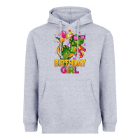Heather Grey 5 rd birthday girl t rex pink Heavyweight Hoodie - CowGirlArtShop