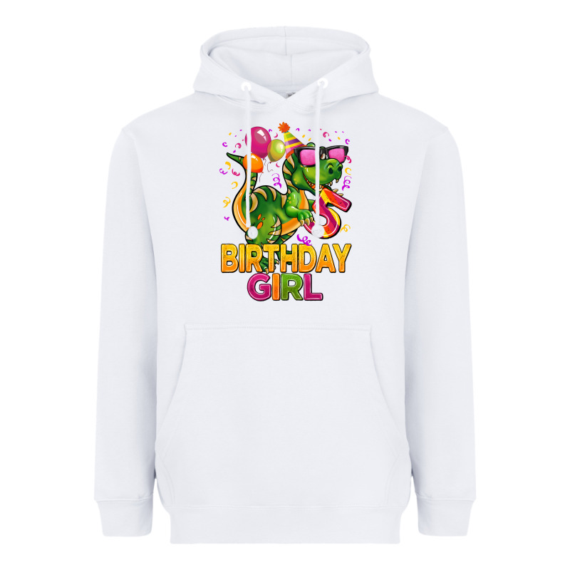 5 Rd Birthday Girl T Rex Pink Heavyweight Hoodie by CowGirlArtShop | Teevron