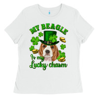 White st.patricks day my beagle is my lucky charm Ladies Tee - RanaPortraitStore