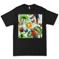 Black parrot in the sun seamless pattern Premium Tee - BundleAndBundleShop