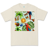 Bone parrot in the sun seamless pattern Premium Tee - BundleAndBundleShop