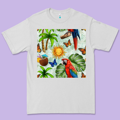 Parrot In The Sun Seamless Pattern Premium Tee Designed By Bundleandbundleshop