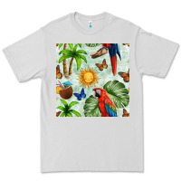 Dove Grey parrot in the sun seamless pattern Premium Tee - BundleAndBundleShop