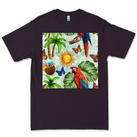 Plum parrot in the sun seamless pattern Premium Tee - BundleAndBundleShop