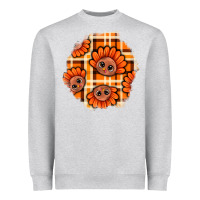 Heather Grey Thanksgiving Turkey With Tartan Patch Heavyweight Sweatshirt - BundleAndBundleShop