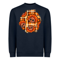 Navy Thanksgiving Turkey With Tartan Patch Heavyweight Sweatshirt - BundleAndBundleShop