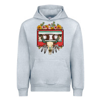 Heather Grey bull skull sunflower floral cassette Urban Hoodie - FaDigitalArtStudio