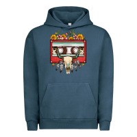 Pigment Midnight Navy bull skull sunflower floral cassette Urban Hoodie - FaDigitalArtStudio