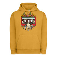 Pigment Peanut Butter bull skull sunflower floral cassette Urban Hoodie - FaDigitalArtStudio