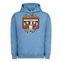 Pigment Pebble Blue bull skull sunflower floral cassette Urban Hoodie - FaDigitalArtStudio
