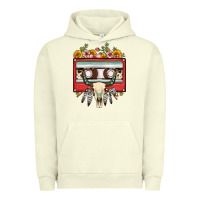 Pigment Pistachio bull skull sunflower floral cassette Urban Hoodie - FaDigitalArtStudio