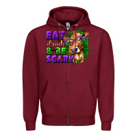 Burgundy Eat Drink and Be Scary with Halloween Zipper Hoodie - texasbilliewilder