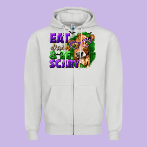 Eat Drink And Be Scary With Halloween Zipper Hoodie Designed By Texasbilliewilder