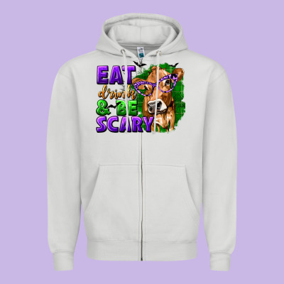 Eat Drink And Be Scary With Halloween Zipper Hoodie Designed By Texasbilliewilder