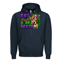 Navy Eat Drink and Be Scary with Halloween Zipper Hoodie - texasbilliewilder