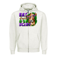 Oatmeal Heather Eat Drink and Be Scary with Halloween Zipper Hoodie - texasbilliewilder