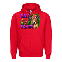 Red Eat Drink and Be Scary with Halloween Zipper Hoodie - texasbilliewilder