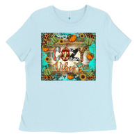 Baby Blue cozy vibes tumbler Ladies Tee - BundleAndBundleShop