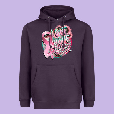 Love Hope Cure Heavyweight Hoodie Designed By Cowgirlartshop