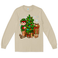 Mushroom Christmas Elf With Gift Long Sleeve Tee - BundleAndBundleShop