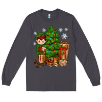 Christmas Elf With Gift Long Sleeve Tee | Teevron
