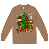 Toasted Coconut Christmas Elf With Gift Long Sleeve Tee - BundleAndBundleShop