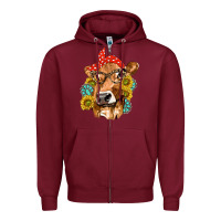 Burgundy Western Cow with Sunflowers and Gemstone Zipper Hoodie - texasbilliewilder
